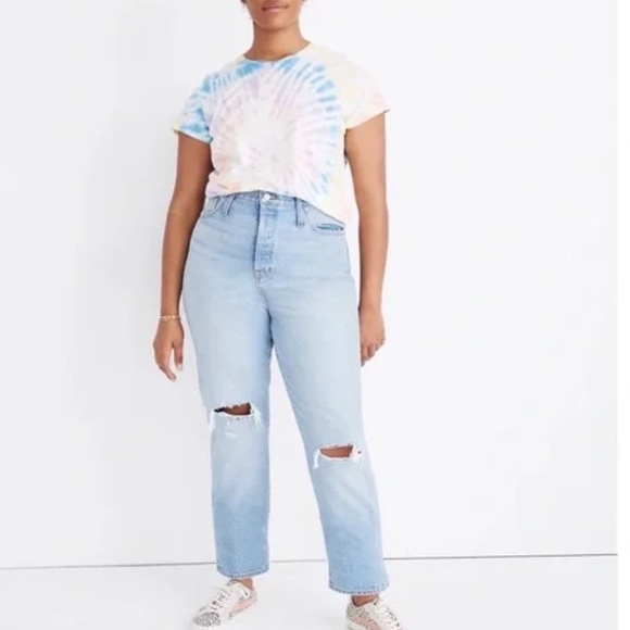 Madewell Denim - Madewell High Rise Classic Straight Jeans in Hartsville Wash Button Fly 30 Tall